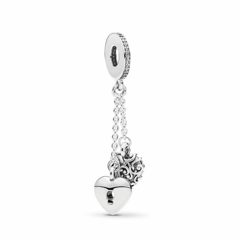 Pandora Australia Lock & Heart Dangle Charm - Sterling Silver | RWIKZJ649